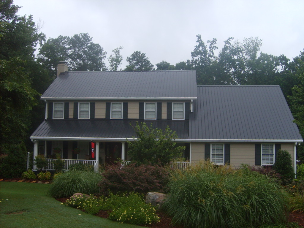 Example of traditional suburban home with tin roof